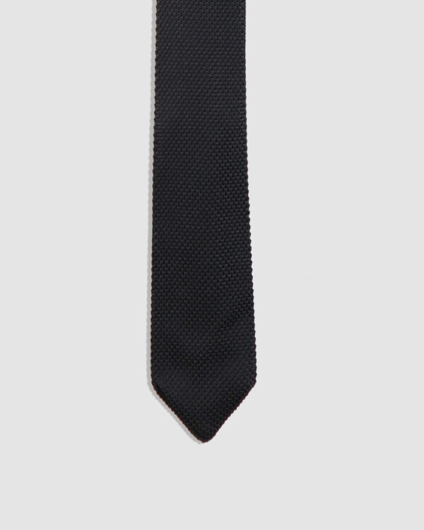Onyx Black Knitted Tie - Woolcott St